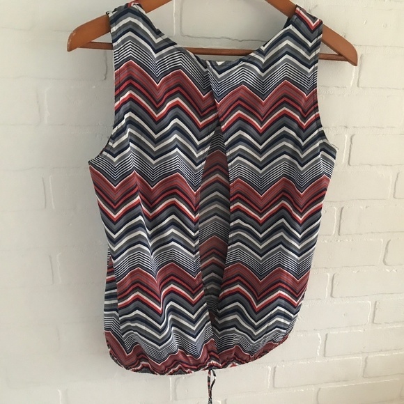 Banana Republic Tank top Herringbone Open back Navy/Red/Gray/White Size S - Picture 9 of 9